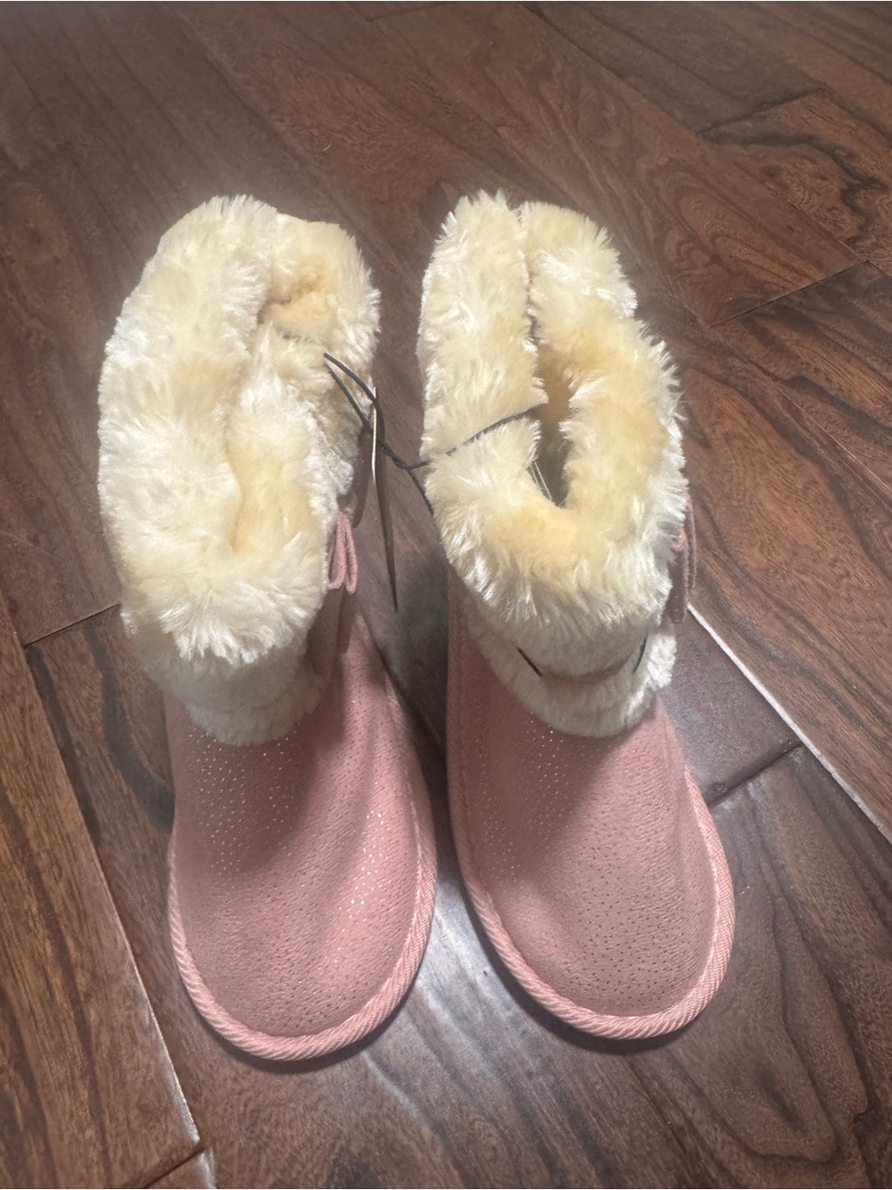 *bebe Pink Faux-Fur Cuffed Kids Boots